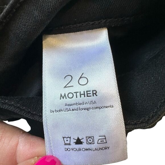 Mother Demin Black High Waisted Rascal Knicker Fray‎ Jeans, 26 - Picture 11 of 13